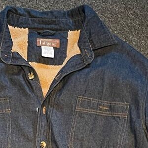 Vtg Denim & Fleece Jacket - Haband Tailgater Mens Large
